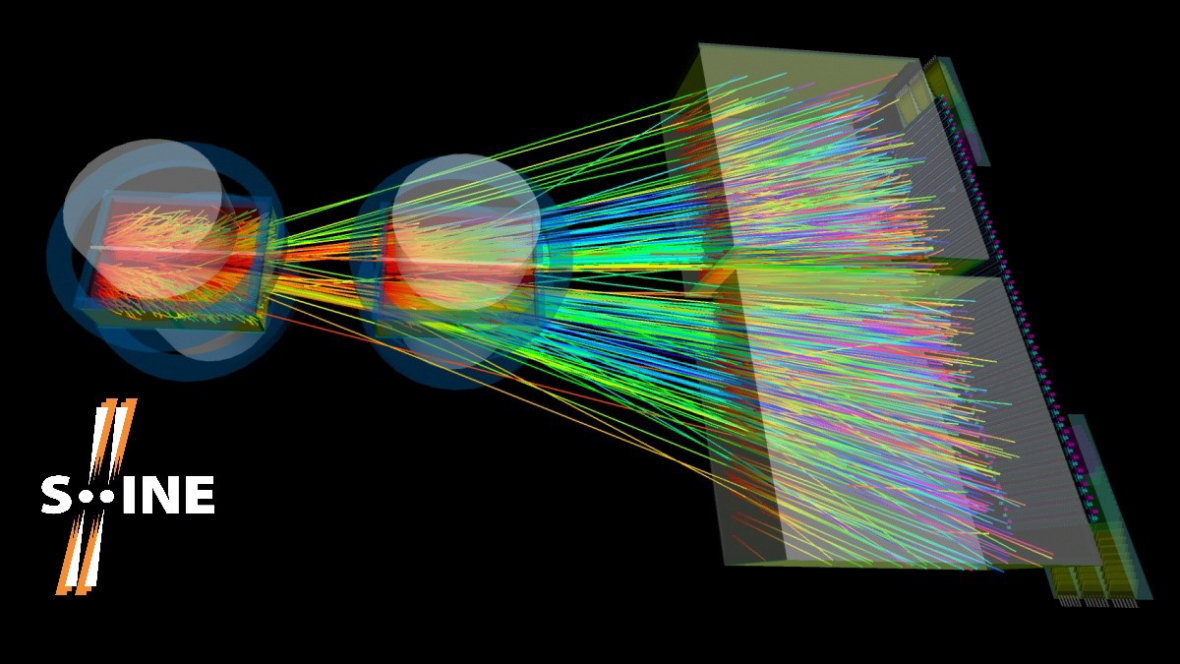 Пример события столкновения ядра Xe с импульсом 150А ГэВ/с на фиксированной мишени из лантана. Фото © CERN