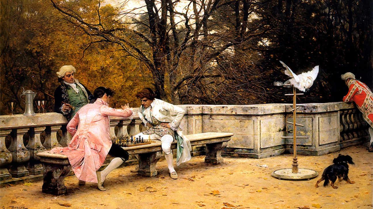 Игра в шахматы на террасе / Шарль Барг, 1883